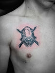 Predator Chest Black and Grey Tattoo