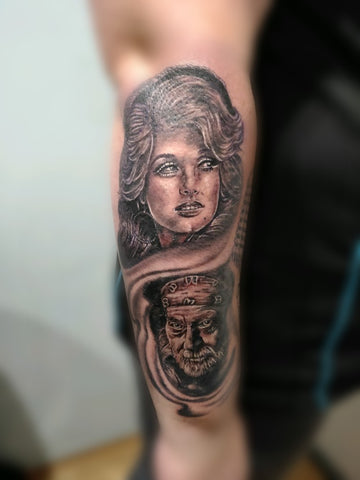 Dolly Parton & Willie Nelson Portrait Tattoo