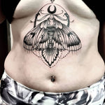 Black and Grey Stomach Tattoo