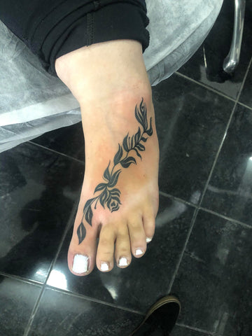 Tattoo tagged with: pink, feminine, foot, flower | inked-app.com