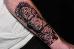 Cover up Black and Grey Realism Tattoo by Don