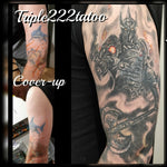 Cover up Black and grey Viking Knight