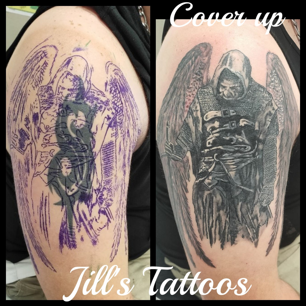 Inkden Tattoo Studio and Laser Removal Clinic  Small black and grey cover up by Holly for Laura  Thank you Laura  Holly has been busy with quite a  few coverup tattoos