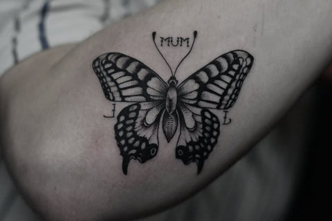 Black and Grey Butterfly Tattoo