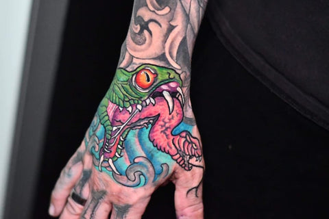 Cover Up New School Hand Tattoo by Don