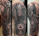 Black and Grey Egyptian Sleeve tattoo